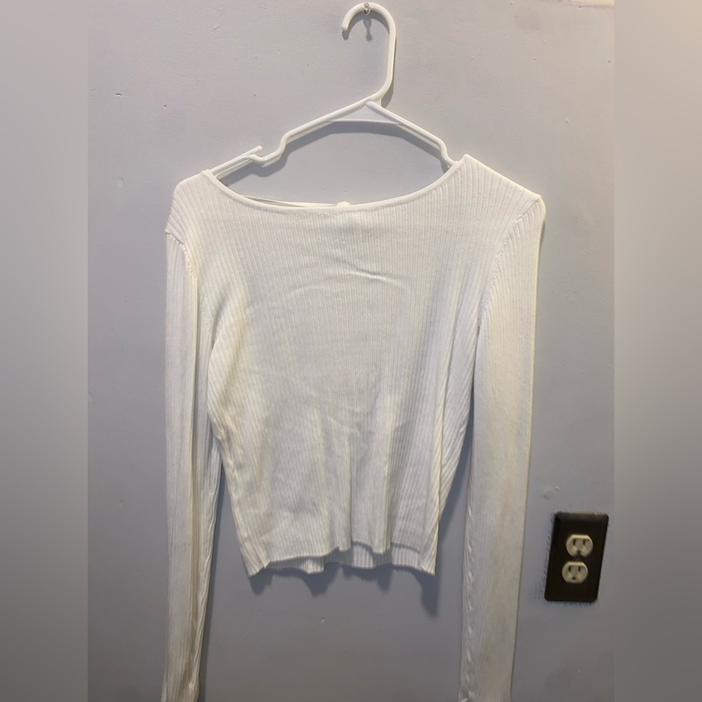 Garage long sleeve open back knit top